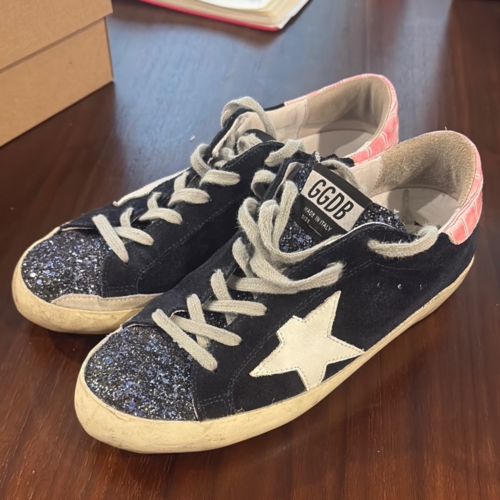 GGDB Black and Pink Glitter Sneakers